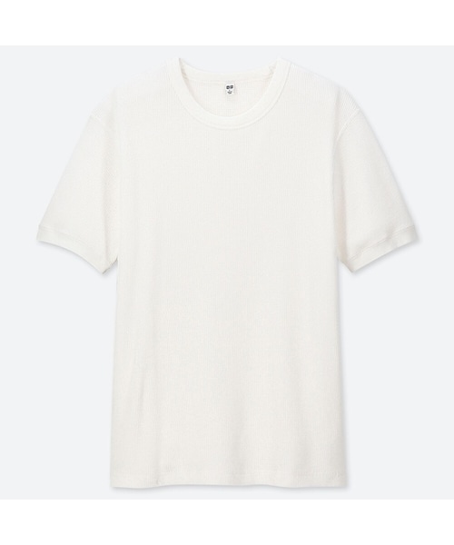 UNIQLO（ユニクロ）の「ワッフルクルーネックＴ（半袖）（Tシャツ/カットソー・メンズ・BLUE 64/GRAY 03/OFF WHITE 01/BLUE 66/PINK 11/GREEN 54/BLACK 09・XXL/XL/S/XS/3XL/M/4XL/L）」の2枚目の写真