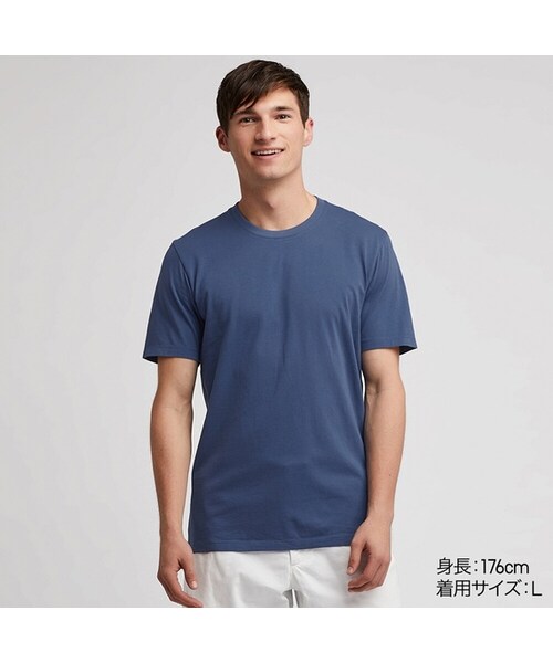 UNIQLO（ユニクロ）の「スーピマコットンクルーネックＴ（半袖）（Tシャツ/カットソー・メンズ・BLACK 09/YELLOW 46/GREEN 53/DARK GREEN 58/PINK 10/WHITE 00/DARK GRAY 08/BLUE 66/RED 17/NAVY 69/GRAY 03/BLUE 62・XL/XS/S/L/3XL/XXL/4XL/M）」の7枚目の写真
