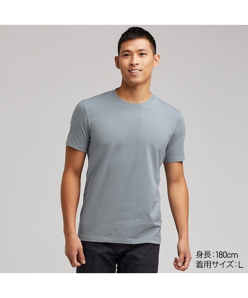 UNIQLO（ユニクロ）の「スーピマコットンクルーネックＴ（半袖）（Tシャツ/カットソー・メンズ・BLACK 09/YELLOW 46/GREEN 53/DARK GREEN 58/PINK 10/WHITE 00/DARK GRAY 08/BLUE 66/RED 17/NAVY 69/GRAY 03/BLUE 62・XL/XS/S/L/3XL/XXL/4XL/M）」の9枚目の写真