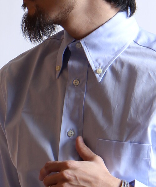 INDIVIDUALIZED SHIRTS(インディビジュアライズドシャツ)の「CORDING TWILL BD SHIRT -STANDARD FIT-(トップス・メンズ・ホワイト/ブルー・14H/15)」の6枚目の写真