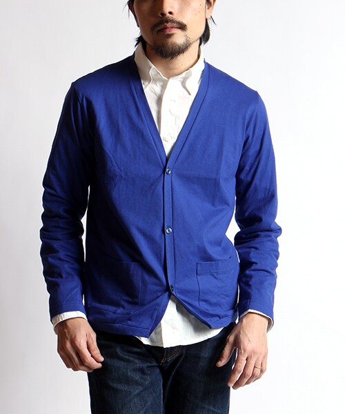 pyjama clothing（ピジャマクロージング）の「L/S V-NECK CARDIGAN（トップス・メンズ・ブラック/ブルー/ネイビー・S/M）」の2枚目の写真