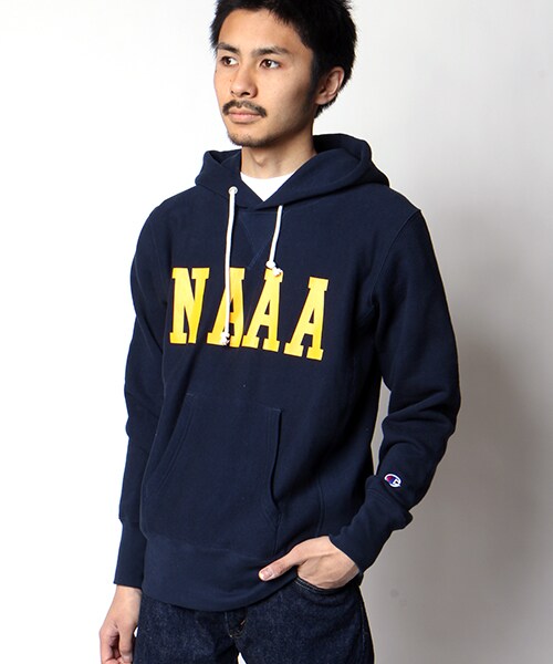 Champion（チャンピオン）の「別注リバースウィーブプルオーバーパーカー（トップス・メンズ・グレー/ブラック/ネイビー・S/M/L）」の3枚目の写真