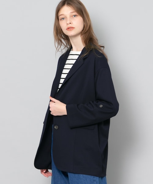 SENSE OF PLACE by URBAN RESEARCH（センスオブプレイスバイアーバンリサーチ）の「テーラードビッグジャケット（ジャケット/アウター・レディース・NAVY/GREIGE・FREE）」の2枚目の写真