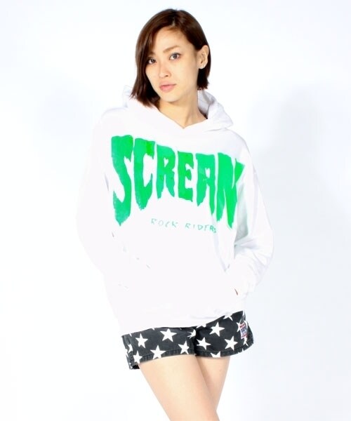 RNA SWEAT（アールエヌエースウェット）の「スクリームpt BIGパーカー（トップス・レディース・ホワイト/ブラック/ネイビー/ピーコックグリーン・M）」の2枚目の写真