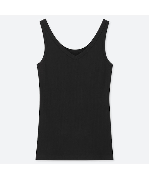 UNIQLO（ユニクロ）の「リブタンクトップ（Tシャツ/カットソー・レディース・WHITE 00/PINK 12/BLACK 09/LIGHT GRAY 02/BEIGE 31/BLUE 67/OLIVE 56/NAVY 69・XS/XXL/L/M/3XL/S/XL）」の2枚目の写真