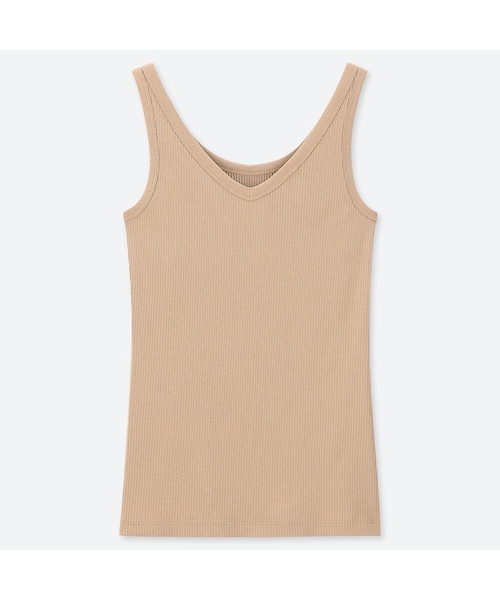 UNIQLO（ユニクロ）の「リブタンクトップ（Tシャツ/カットソー・レディース・WHITE 00/PINK 12/BLACK 09/LIGHT GRAY 02/BEIGE 31/BLUE 67/OLIVE 56/NAVY 69・XS/XXL/L/M/3XL/S/XL）」の4枚目の写真