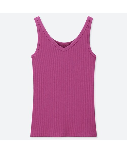 UNIQLO（ユニクロ）の「リブタンクトップ（Tシャツ/カットソー・レディース・WHITE 00/PINK 12/BLACK 09/LIGHT GRAY 02/BEIGE 31/BLUE 67/OLIVE 56/NAVY 69・XS/XXL/L/M/3XL/S/XL）」の8枚目の写真
