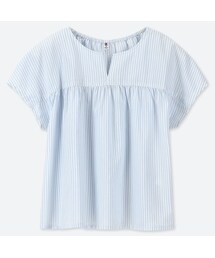 UNIQLO | GIRLS ストライプブラウス（半袖）(シャツ/ブラウス)