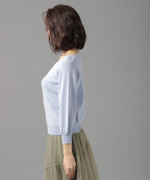 Andemiu（アンデミュウ）の「フロントアクセツキニット7分袖（トップス・オフホワイト/ピンク/ブルー/ネイビー）」の9枚目の写真