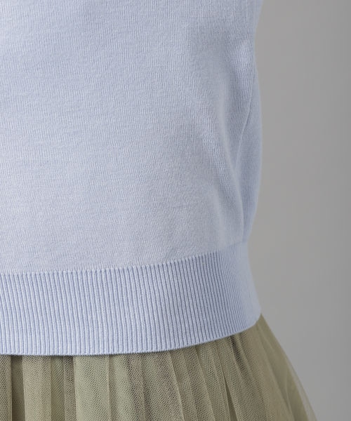 Andemiu（アンデミュウ）の「フロントアクセツキニット7分袖（トップス・オフホワイト/ピンク/ブルー/ネイビー）」の13枚目の写真