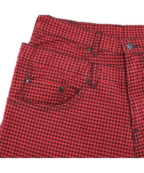 RNA（アールエヌエー）の「チェックレイヤードロークロッチパンツ（パンツ・レディース・ネイビー/レッド・S）」の6枚目の写真