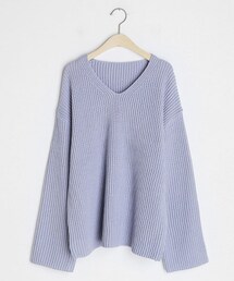 DHOLIC | リブVネックルーズニット(ニット/セーター)