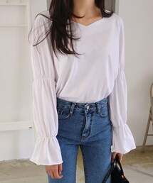 DHOLIC | ギャザーパフスリーブTシャツ(Tシャツ/カットソー)
