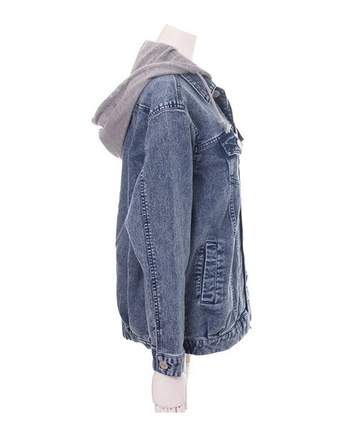 INGNI（イング）の「ニットデニムBIG／Gジャン（ジャケット/アウター・レディース・ﾌﾞﾙｰ/ｹﾐｶﾙ・M）」の3枚目の写真