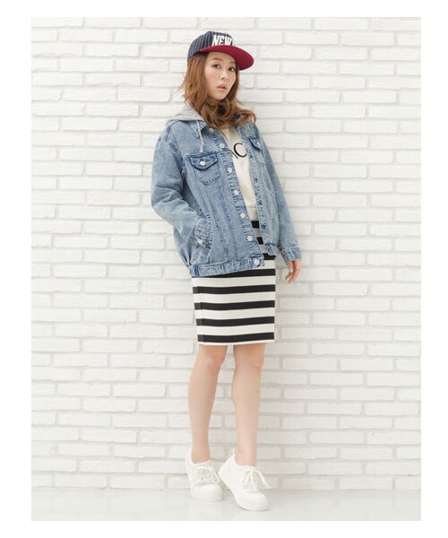 INGNI（イング）の「ニットデニムBIG／Gジャン（ジャケット/アウター・レディース・ﾌﾞﾙｰ/ｹﾐｶﾙ・M）」の9枚目の写真