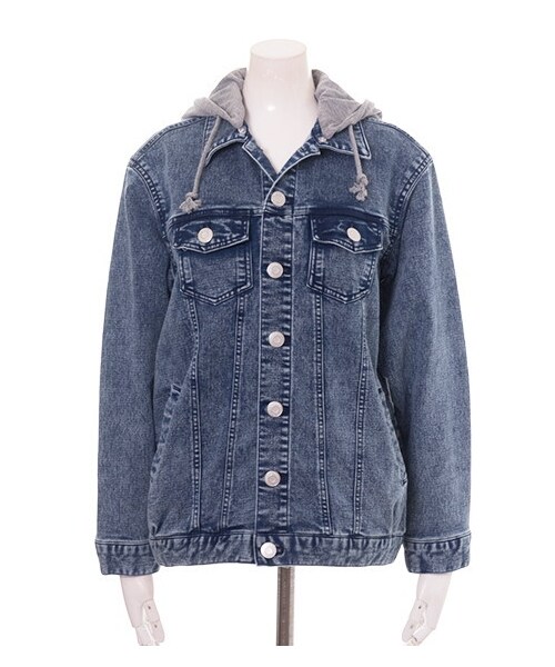 INGNI（イング）の「ニットデニムBIG／Gジャン（ジャケット/アウター・レディース・ﾌﾞﾙｰ/ｹﾐｶﾙ・M）」の2枚目の写真