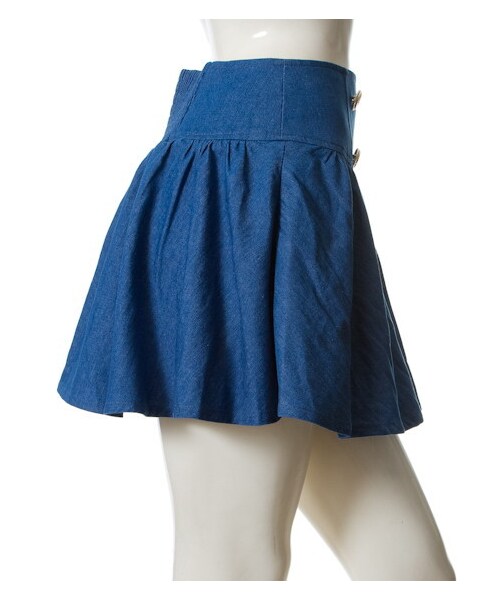 INGNI(イング)の「ハイウエストギャザーフレアキュロット(スカート・レディース・オフホワイト/ブルー/アイスブルー・M)」の2枚目の写真