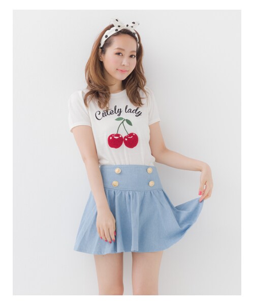 INGNI(イング)の「ハイウエストギャザーフレアキュロット(スカート・レディース・オフホワイト/ブルー/アイスブルー・M)」の12枚目の写真