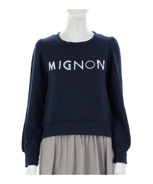 MAJESTIC LEGON（マジェスティックレゴン）の「♪ビジューロゴ裏毛PO（トップス・レディース・ネイビー/アイボリー/グレー・Free）」の3枚目の写真