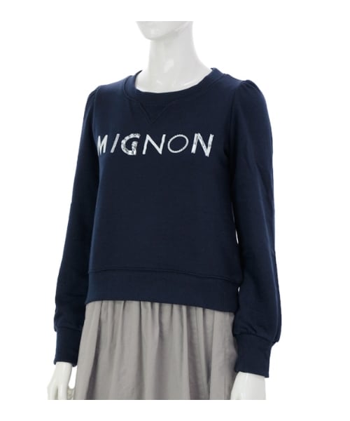 MAJESTIC LEGON（マジェスティックレゴン）の「♪ビジューロゴ裏毛PO（トップス・レディース・ネイビー/アイボリー/グレー・Free）」の4枚目の写真