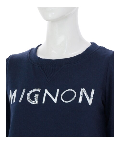 MAJESTIC LEGON（マジェスティックレゴン）の「♪ビジューロゴ裏毛PO（トップス・レディース・ネイビー/アイボリー/グレー・Free）」の5枚目の写真