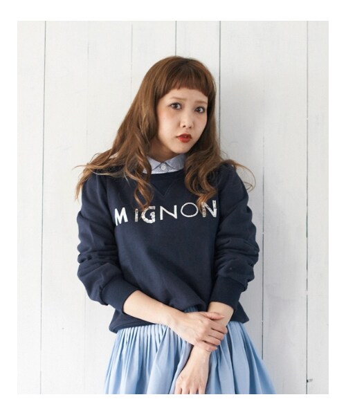 MAJESTIC LEGON（マジェスティックレゴン）の「♪ビジューロゴ裏毛PO（トップス・レディース・ネイビー/アイボリー/グレー・Free）」の14枚目の写真