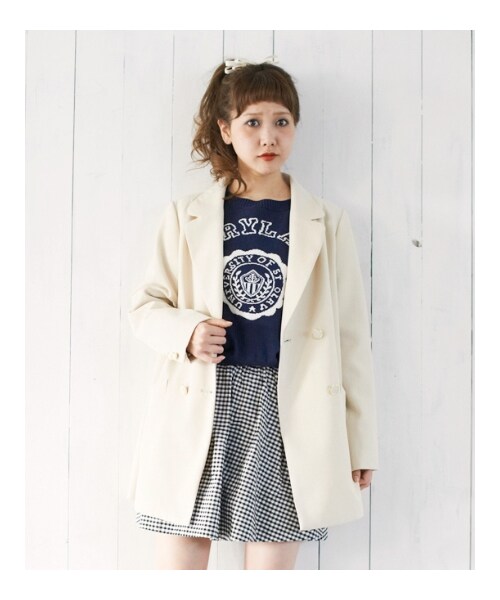 MAJESTIC LEGON(マジェスティックレゴン)の「【雑誌掲載】【入荷】♪チェスターコート(ジャケット/アウター・レディース・ベージュ/アイボリー/ネイビー/ブルー・Free)」の2枚目の写真