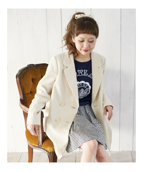 MAJESTIC LEGON(マジェスティックレゴン)の「【雑誌掲載】【入荷】♪チェスターコート(ジャケット/アウター・レディース・ベージュ/アイボリー/ネイビー/ブルー・Free)」の4枚目の写真