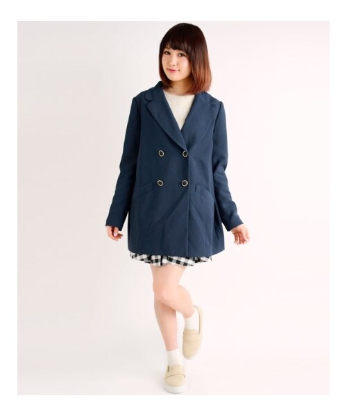 MAJESTIC LEGON(マジェスティックレゴン)の「【雑誌掲載】【入荷】♪チェスターコート(ジャケット/アウター・レディース・ベージュ/アイボリー/ネイビー/ブルー・Free)」の9枚目の写真