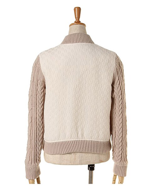 ricori（リコリ）の「Flower jacquard knit sleeve blouson（ジャケット/アウター・レディース・BLACK/OFF WHITE・FREE）」の4枚目の写真