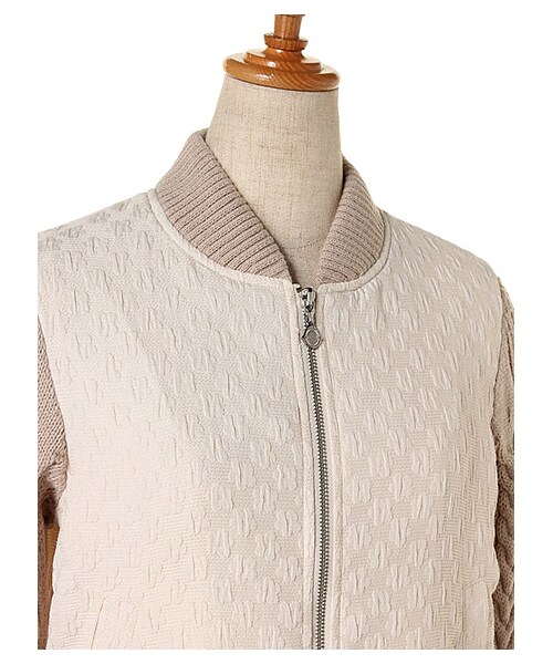 ricori（リコリ）の「Flower jacquard knit sleeve blouson（ジャケット/アウター・レディース・BLACK/OFF WHITE・FREE）」の6枚目の写真