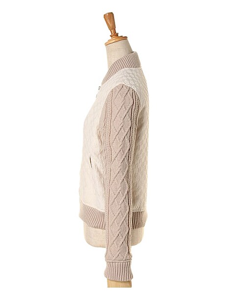 ricori（リコリ）の「Flower jacquard knit sleeve blouson（ジャケット/アウター・レディース・BLACK/OFF WHITE・FREE）」の5枚目の写真