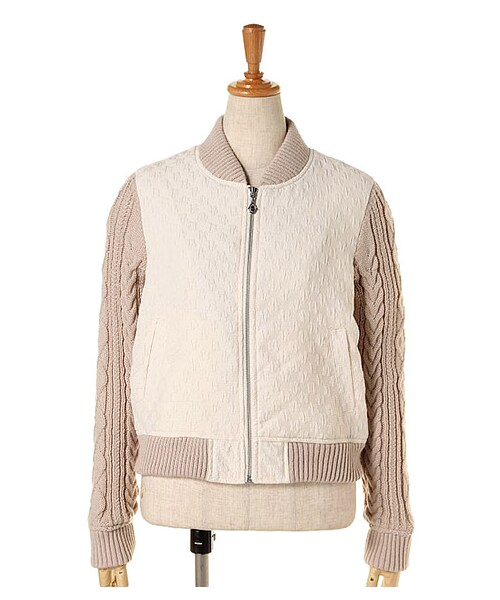 ricori（リコリ）の「Flower jacquard knit sleeve blouson（ジャケット/アウター・レディース・BLACK/OFF WHITE・FREE）」の3枚目の写真