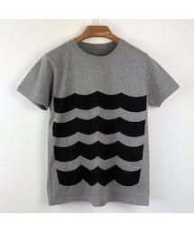 no brand | 黒波図Tシャツ_鼠／スリムシルエット(Tシャツ/カットソー)