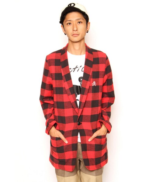 DOARAT（ドゥアラット）の「SHAWL COLLAR CHECK JACKET（その他・メンズ・SAX/RED/CHARCOAL・S/M/L/XL）」の2枚目の写真