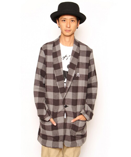 DOARAT（ドゥアラット）の「SHAWL COLLAR CHECK JACKET（その他・メンズ・SAX/RED/CHARCOAL・S/M/L/XL）」の3枚目の写真