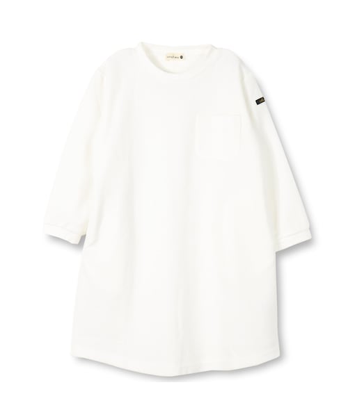 BRANSHES(ブランシェス)の「ワッフル長袖ワンピース(ワンピース・キッズ・アイボリー/杢グレー・80cm~150cm)」の1枚目の写真