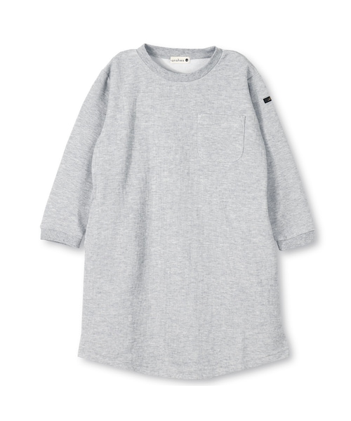 BRANSHES(ブランシェス)の「ワッフル長袖ワンピース(ワンピース・キッズ・アイボリー/杢グレー・80cm~150cm)」の2枚目の写真