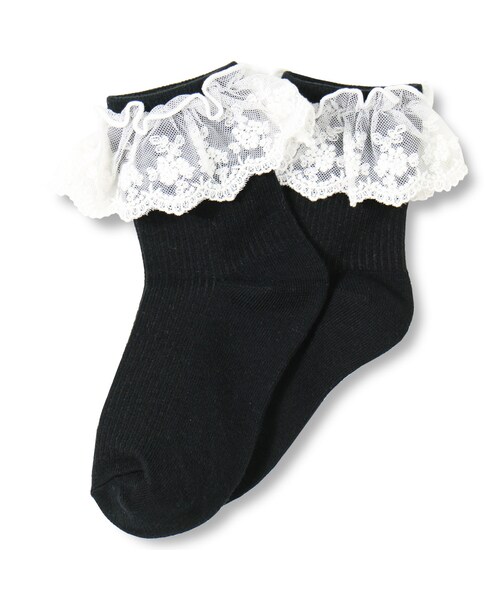 BRANSHES（ブランシェス）の「レースフリルソックス（ソックス/靴下・キッズ・アイボリー/ピンク/ブラック・9cm～21cm）」の2枚目の写真