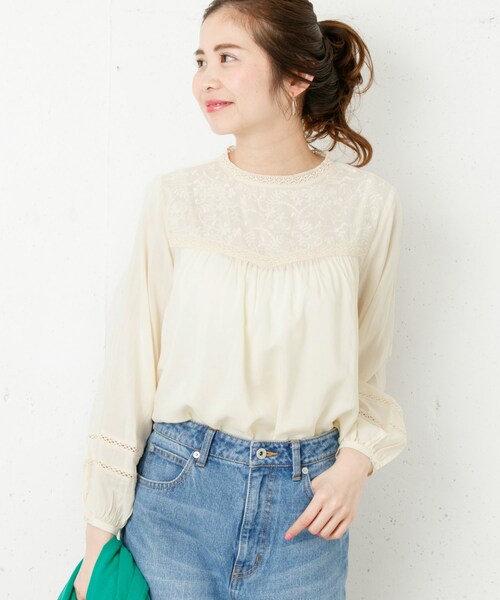 Sonny Label - レース切替スタンドカラーブラウス アーバンリサーチ URBAN RESEARCH Sonny Label（アーバンリサーチサニーレーベル