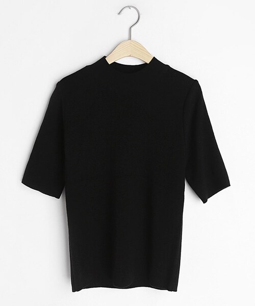 DHOLIC（ディーホリック）の「ハーフネック半袖二ット（ニット/セーター・レディース・ピンク/ホワイト/ブラック/ベージュ・FREE）」の3枚目の写真