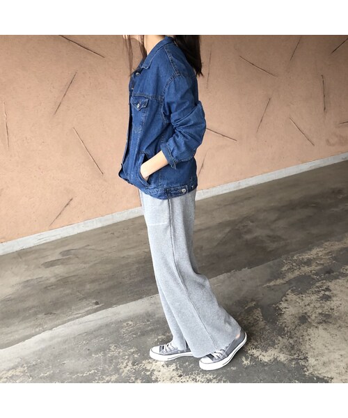 copine(コピン)の「再入荷!サーマルワッフル裾スリットワイドパンツ(2color)(その他パンツ・レディース・その他)」の1枚目の写真