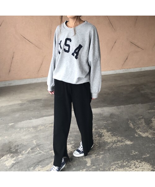 copine(コピン)の「再入荷!サーマルワッフル裾スリットワイドパンツ(2color)(その他パンツ・レディース・その他)」の7枚目の写真