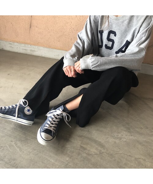 copine(コピン)の「再入荷!サーマルワッフル裾スリットワイドパンツ(2color)(その他パンツ・レディース・その他)」の11枚目の写真