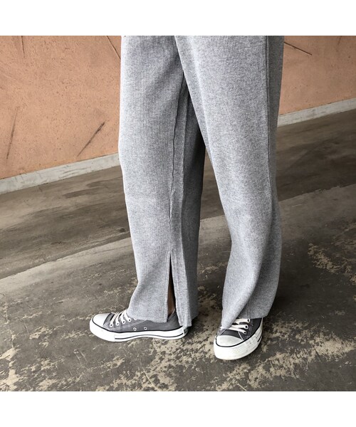 copine(コピン)の「再入荷!サーマルワッフル裾スリットワイドパンツ(2color)(その他パンツ・レディース・その他)」の6枚目の写真
