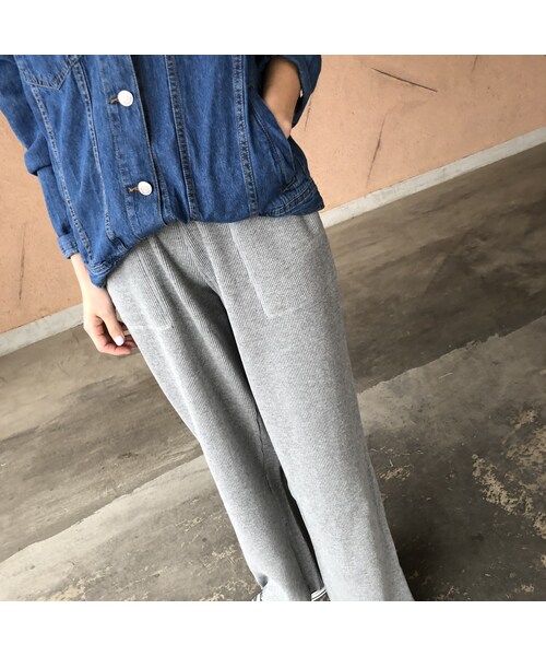 copine(コピン)の「再入荷!サーマルワッフル裾スリットワイドパンツ(2color)(その他パンツ・レディース・その他)」の5枚目の写真
