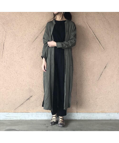 copine（コピン）の「再入荷！とろみレーヨンスキッパーロングシャツ/ワンピース(3color)【クリックポスト対象商品】（シャツ/ブラウス・レディース・その他）」の6枚目の写真