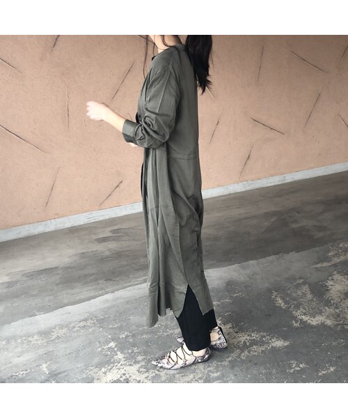 copine（コピン）の「再入荷！とろみレーヨンスキッパーロングシャツ/ワンピース(3color)【クリックポスト対象商品】（シャツ/ブラウス・レディース・その他）」の7枚目の写真