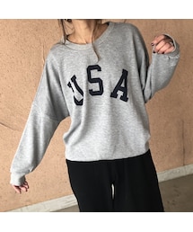 copine | 再入荷！USAロゴボリュームスウェット(2color)【クリックポスト対象商品】(スウェット)
