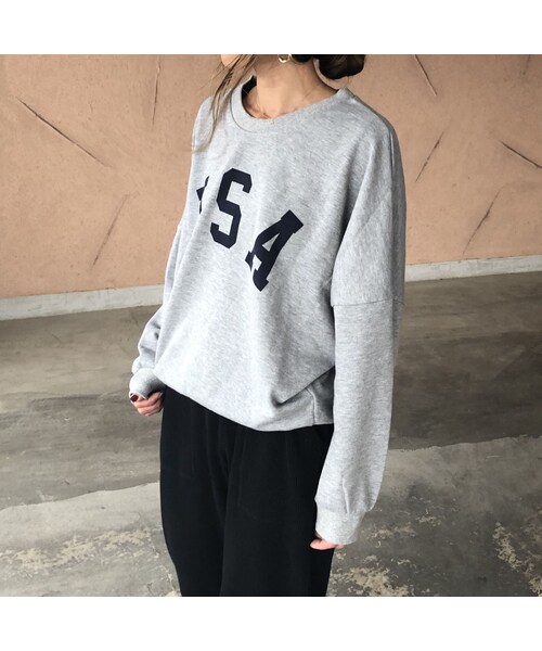 copine（コピン）の「再入荷！USAロゴボリュームスウェット(2color)【クリックポスト対象商品】（スウェット・レディース・その他）」の2枚目の写真